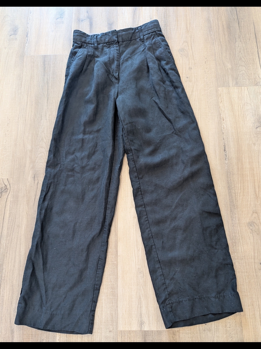 Aritzia Wilfred Black Wide-Leg High-Rise Linen-Blend Pants - Picture 2 of 9